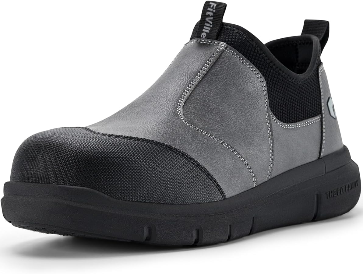 Amazon.com | FitVille Extra Wide Men's Slip on Composite Toe Shoes